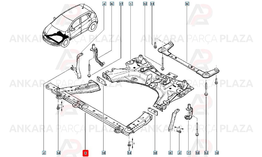 Captur 13 - 19 Radyatör Traversi U Travers 544F07080R