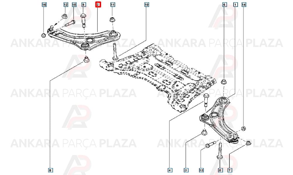 Megane 4 16 - 20 Ön Alt Tabla Sağ Rotilli Salıncak 545049124R