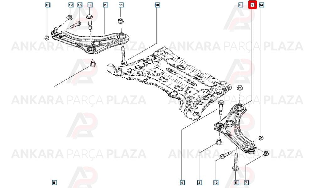 Megane 4 16 - 20 Ön Alt Tabla Sol Rotilli Salıncak 545054733R