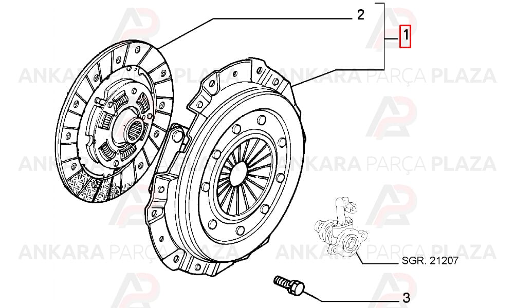 Debriyaj Seti 3Lü Baskı Disk + Rulman Alfa 147 Alfa 156 1.6