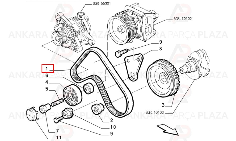 Tempra, Doğan, Kartal, Şahin Slx Kanallı Kayış 5Pk940 Aba