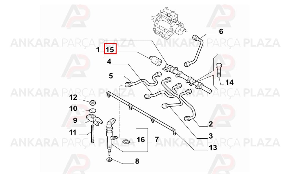 Albea, Doblo, Bravo, Linea, Giulietta 1.6 Multijet Yakıt Basınç Sensörü Bosch