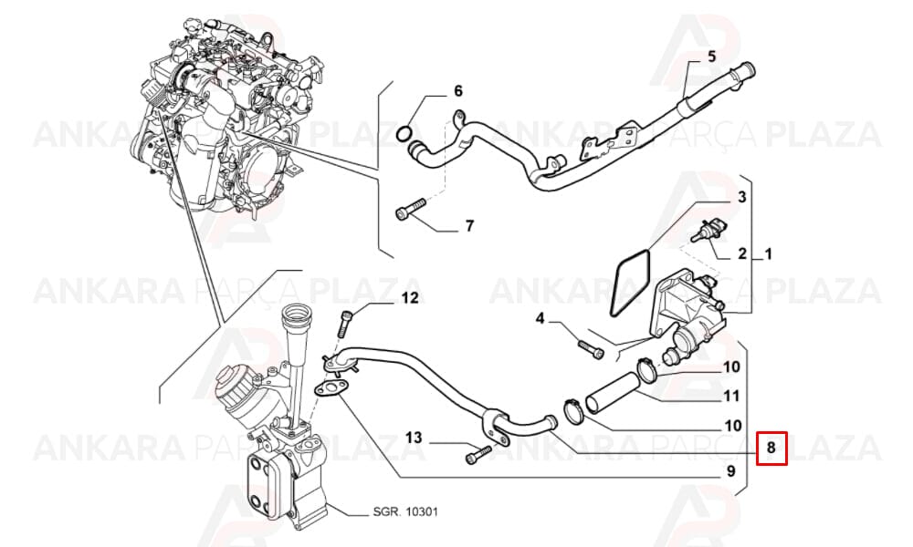 Termostat Ara Soğutma Borusu Doblo Punto Evo Linea Fiorino 1.3