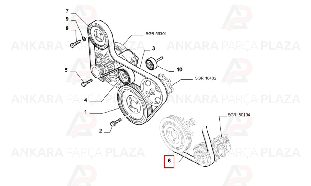 Fiat Linea Fiorino Doblo Alternatör V Kayışı 1.3 Euro 5 Klimalı 6Pk1670 Roadmax