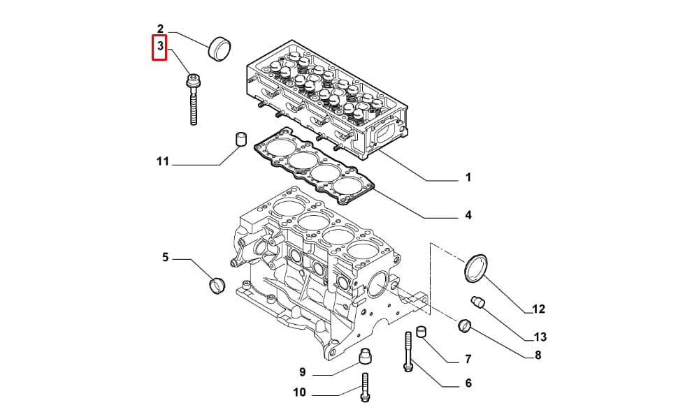Silindir Kapak Saplaması Linea Grande Punto 1.4 16V T Jet 120Hp 10 Adet
