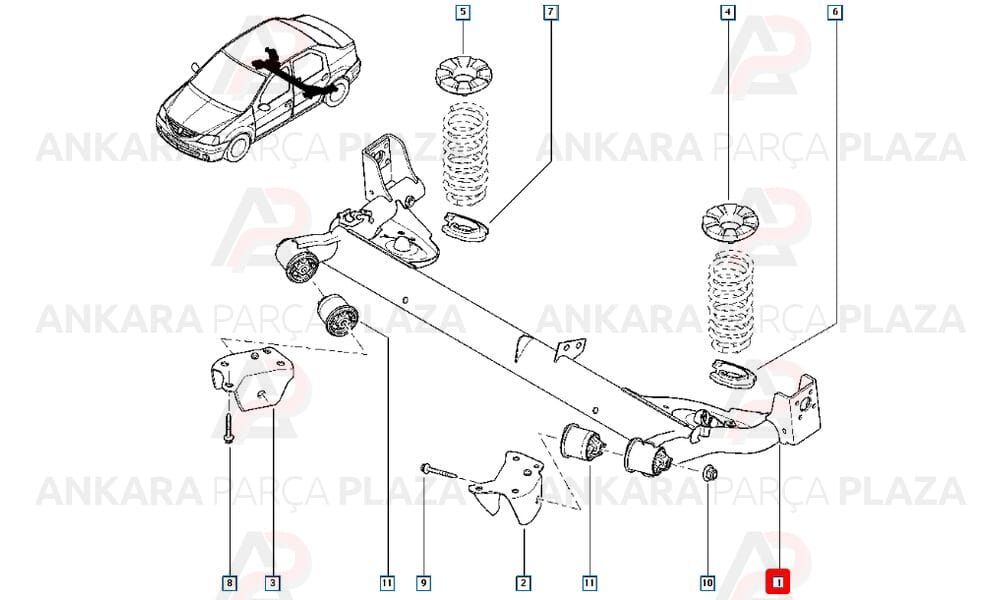 Arka Dingil Logan Hatchback Sandero 555012371R