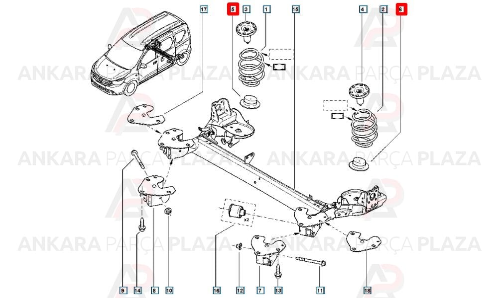 Arka Helezon Yay Takozu Dacia Lodgy 555236396R