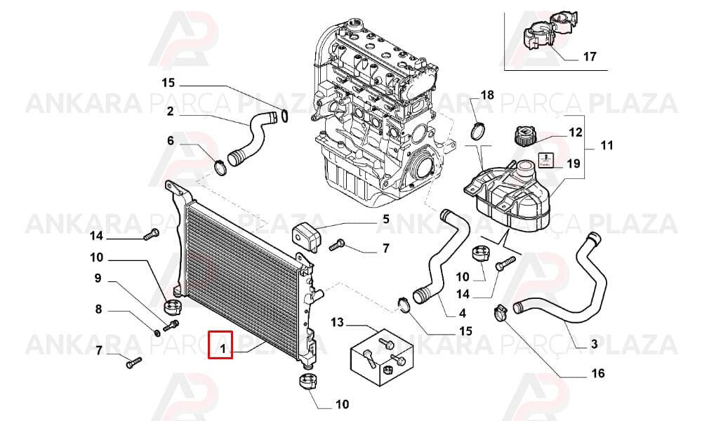 Su Radyatörü 540X377 Fiat Grande Punto, Punto Evo 1.2 - 1.4 - 1.6
