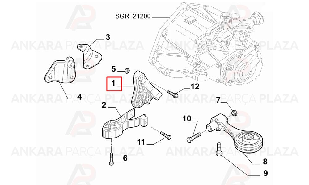 Şanzıman Takozu Arka Fiat : Grande Punto 1.4 16V - Tjet - 1.9D 2006>