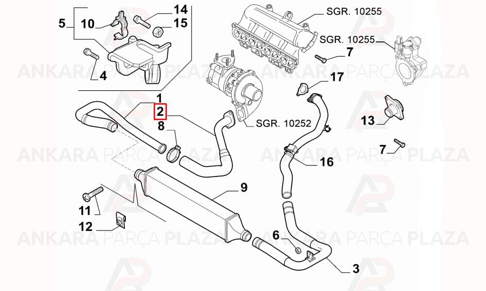 Grande Punto 1.3 Multijet 90 Hp Turbo Hortumu Ytt