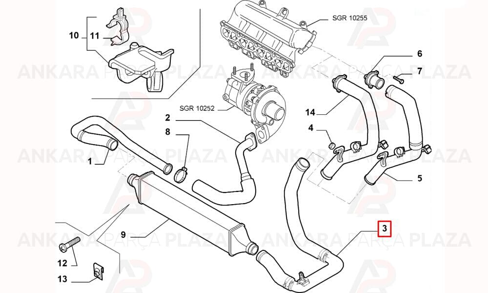 Grande Punto 1.3 Multijet Turbo Hortumu Küçük İbraş