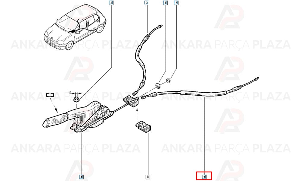 Clio 2 2.0 16V 1371/1101Mm El Fren Teli Arka Sol Cavo