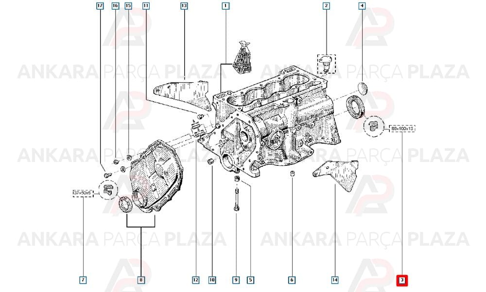 Krank Keçesi Arka R19 Megane Clio Kangoo Logan Duster 80X100X8