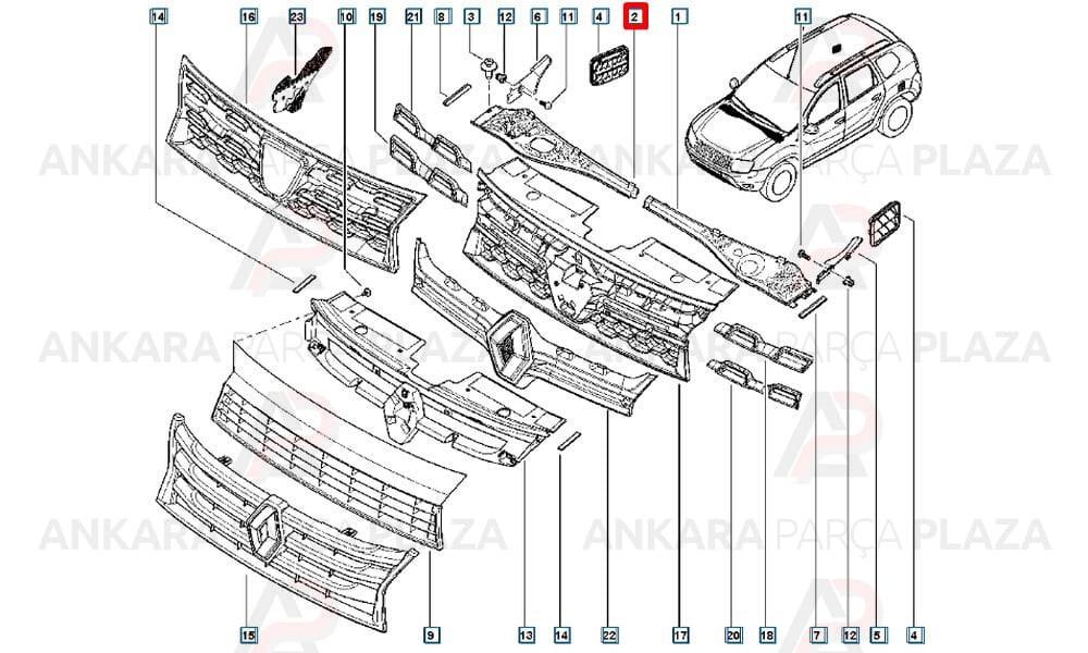 Ön Cam Izgara Kulağı Bakaliti Sağ Dacia Duster Sandero 6001546859