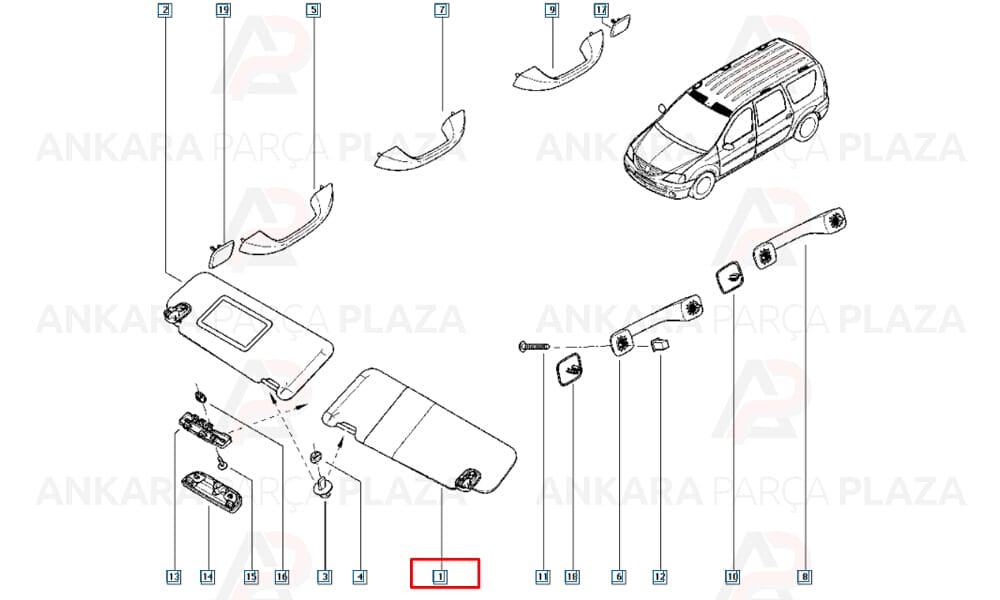Duster 10 - 17 Güneşlik Gri Sağ - Sol Set 2 Parça 6001546870
