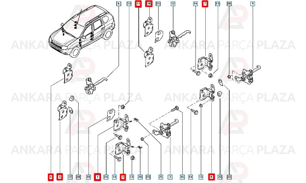 Ön Kapı Menteşesi Dacia Logan Alt 6001546883