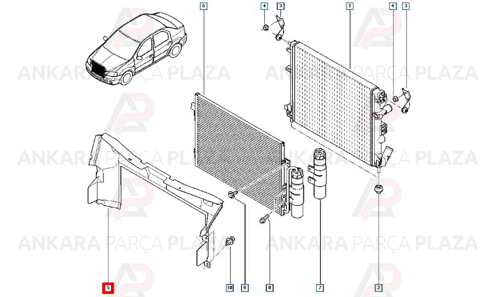 Radyatör Üst Davlumbazı Logan 1.4 8V K7J 6001547466