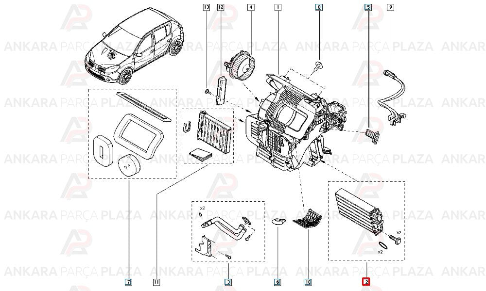 Kalorifer Radyatörü Dacia Logan 2005>, Duster 2010>, Sandero 2010>