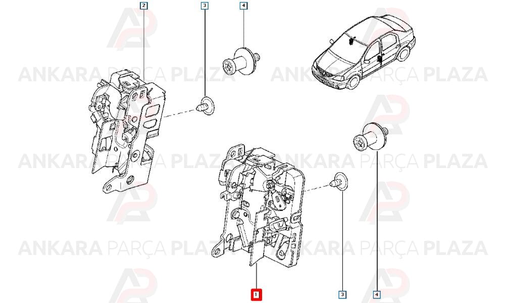 Ön Kapı Kilidi Sol Dacia Logan Sandero 6001547504