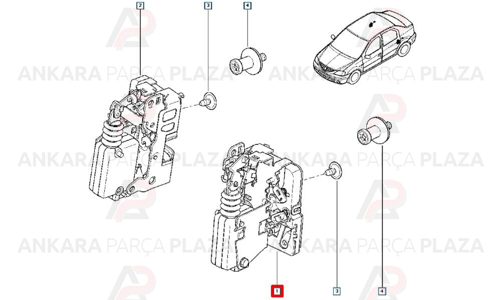 Arka Kapı Kilidi Sol Dacia Logan 6001547512