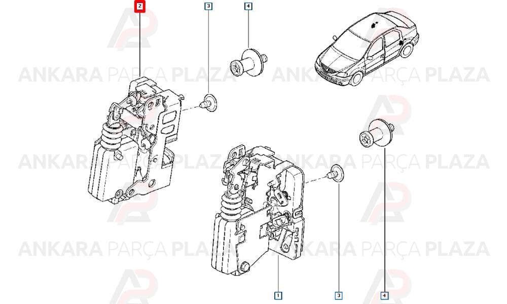 Arka Kapı Kilidi Sağ Dacia Logan 6001547513