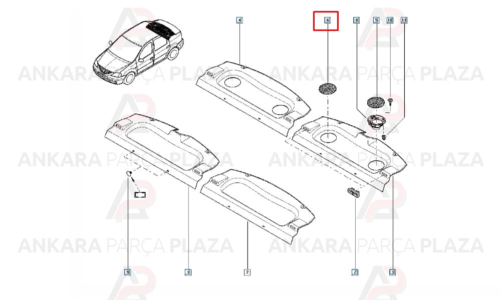 Sağ Ön Hoparlör Kapağı Logan 6001547649