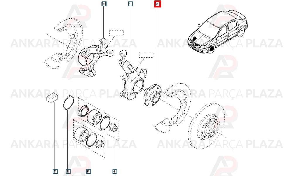 Dacia Pickup Tekerlek Poryası Ön Sağ Veya Sol Orijinal 6001547685
