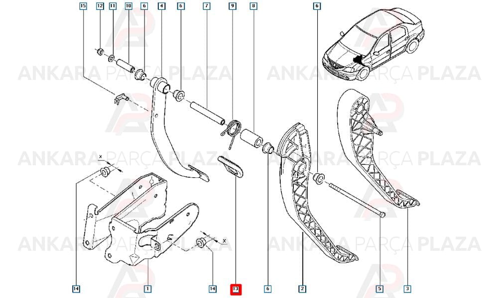 Logan Tüm Modeller Fren Debriyaj Pedal Lastiği Üçel Kauçuk