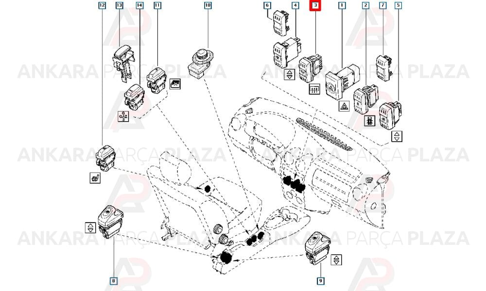 Dacia Logan Rezistans Düğmesi Orijinal 6001547975