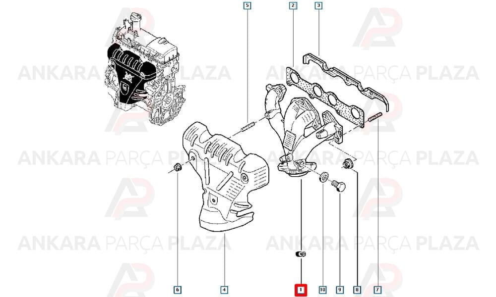 Logan 1.4 8V 2001> K7J Egzoz Manifoldu 6001548025