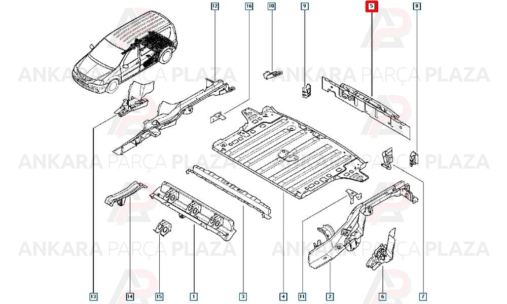 Logan Wagon Arka Panel Traversi Orijinal 6001548784