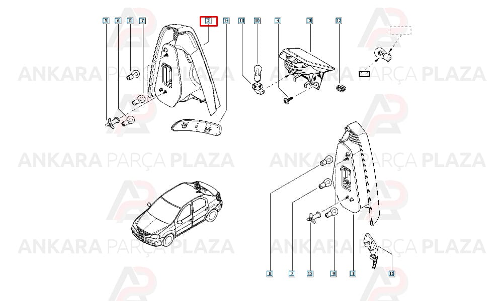Logan Sedan Stop Lambası Duysuz Sol Kırmızı Beyaz 2004 2008 Meydan