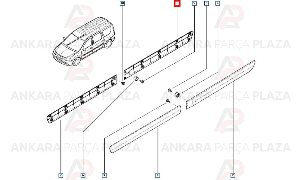 Logan Mcv 06 - 08 Arka Kapı Bandı Sol Segmanlı 6001549296