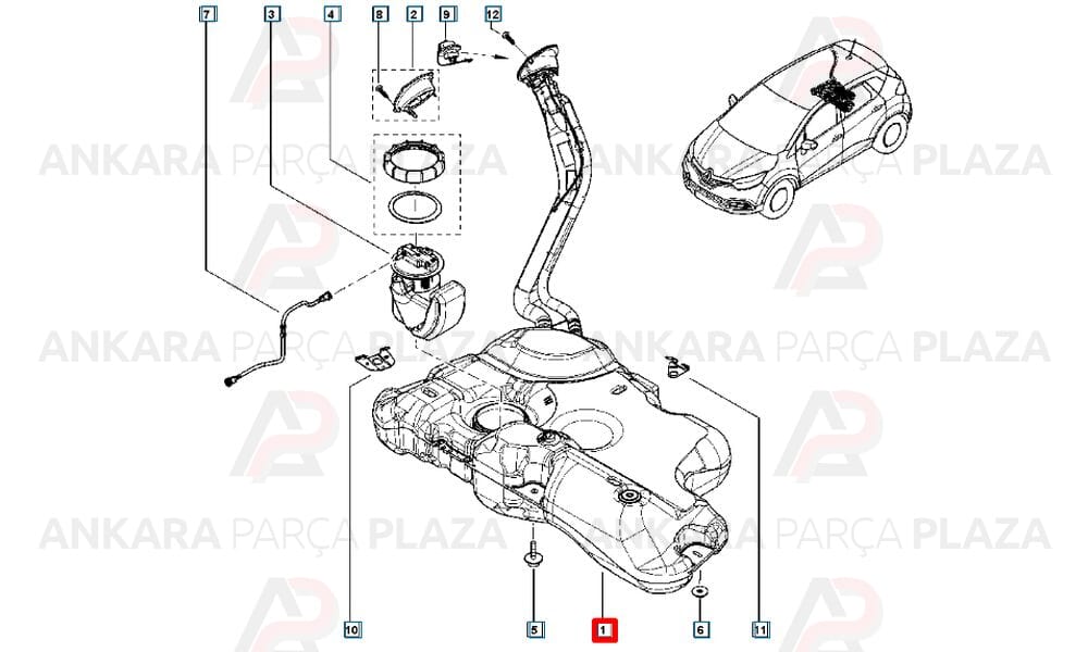 Logan Sandero Duster 4X2 Mazot Deposu Orijinal 6001550130