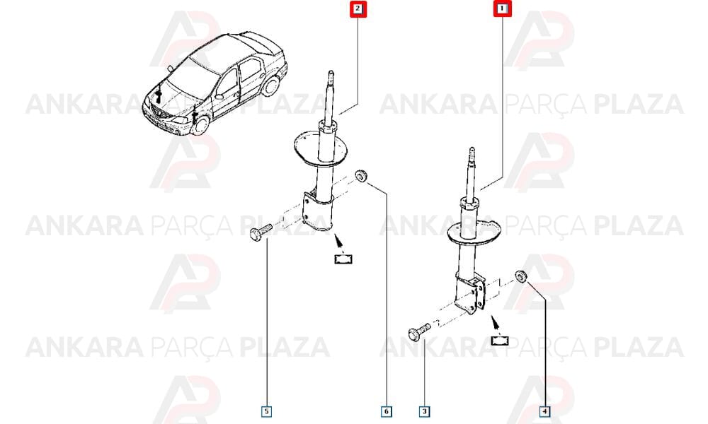 Ön Amortisör K9K Logan 1.5 Dci 04> 6001550752 6001548533