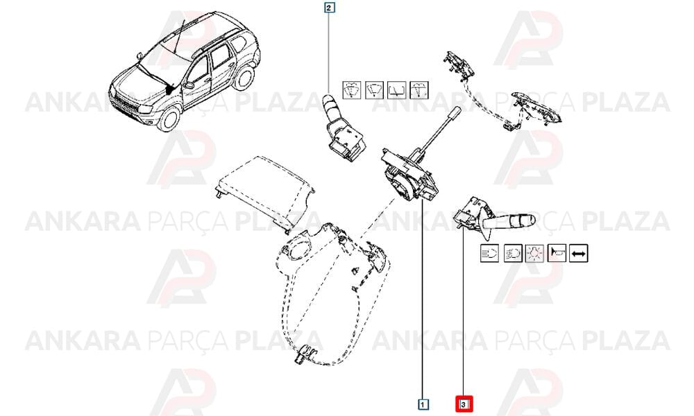 Dacia Logan 04--09, Sandero 2008 -> Far Sinyal Kumanda Kolu Sisli Valeo