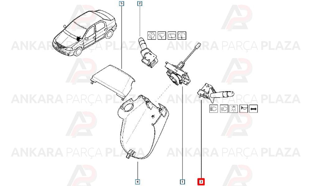 Dacia Logan, Sandero 2008 -> Far Sinyal Kumanda Kolu Sisli Valeo