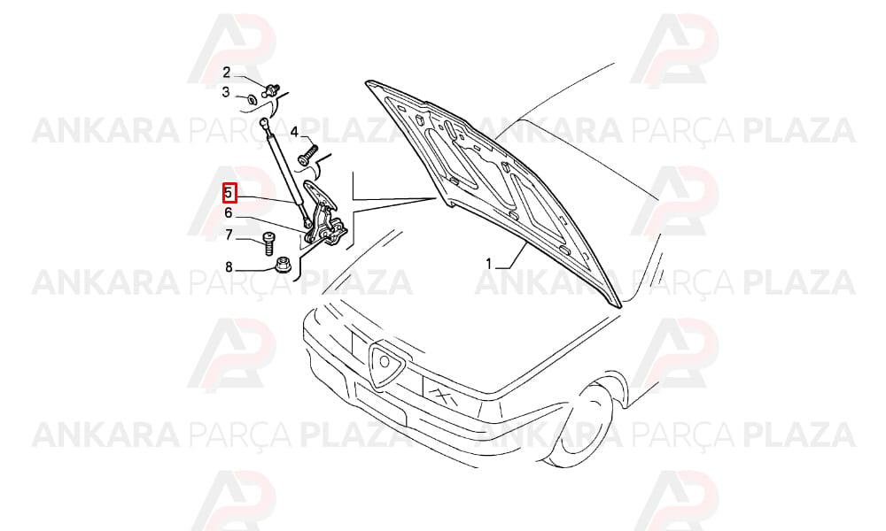 Alfa Romeo 155 95 - 97 Kaput Amortisörü 69Cm 60564112