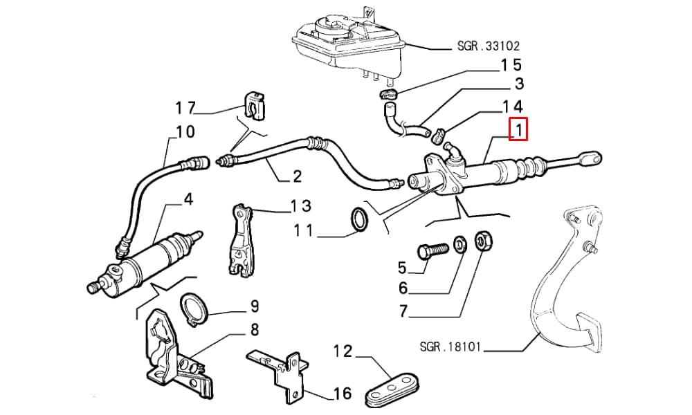 Debriyaj Merkezi Silindiri Alfa 145 Alfa 146 19.05Mm