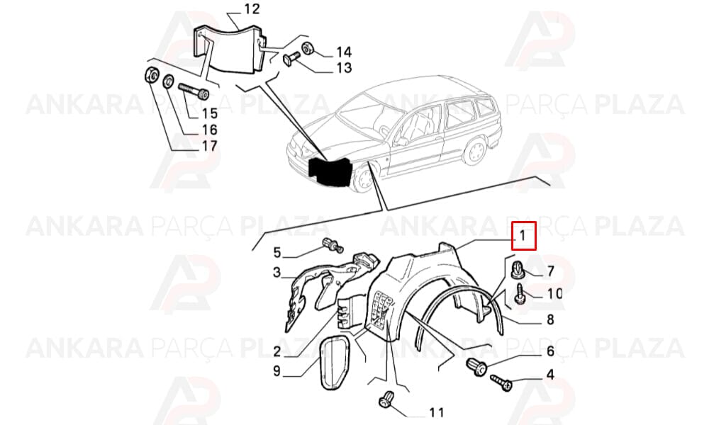 Alfa 145, Alfa 146 Ön Çamurluk Davlumbazı Sağ 1995 - 2000 Meydan