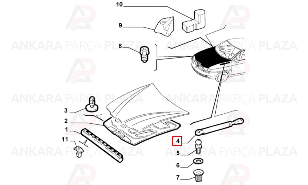 Motor Kaput Amortisörü Alfa Romeo 156 1997 - 2005
