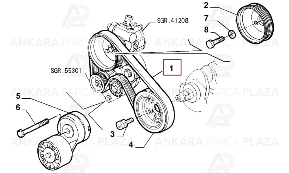 Alfa Romeo 147, 156 Kanallı Kayış Aba