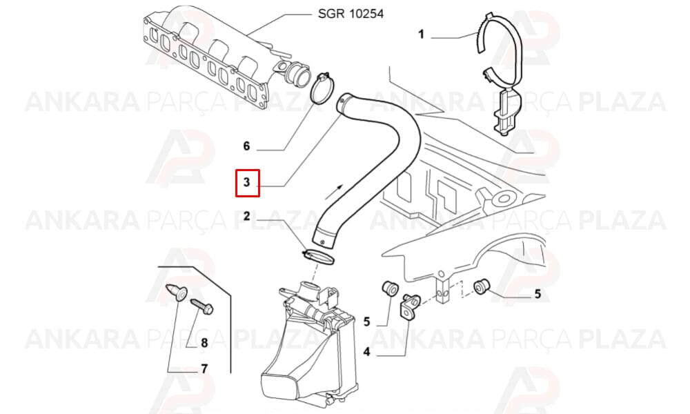 Turbo Hortumu Alfa Romeo 156 1.9Jtd 115 Hp