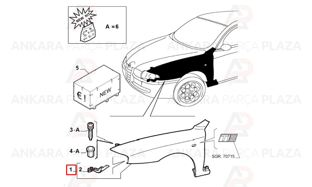 Alfa Romeo 147 Ön Çamurluk Sağ 2000 - 2010 Arası Meydan