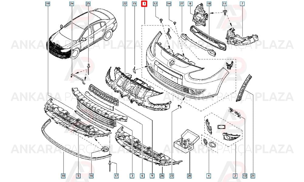 Fluence Ön Tampon 2008 - 2012 Arası 620224834R Meydan