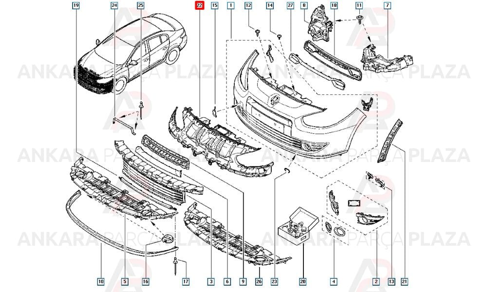 Fluence Tampon İç Destek Plastiği Ön 2009 - 2012 Meydan