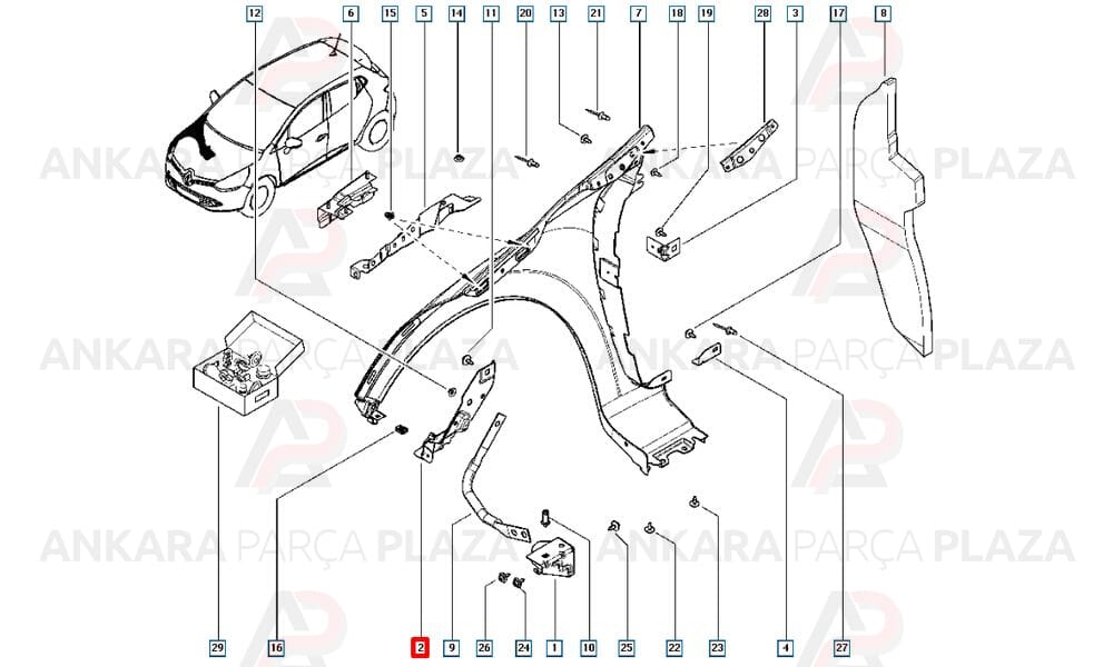 Clio 4 Sport Tampon Çamurluk Arası Montaj Sacı Ön Sağ Orijinal 620430255R