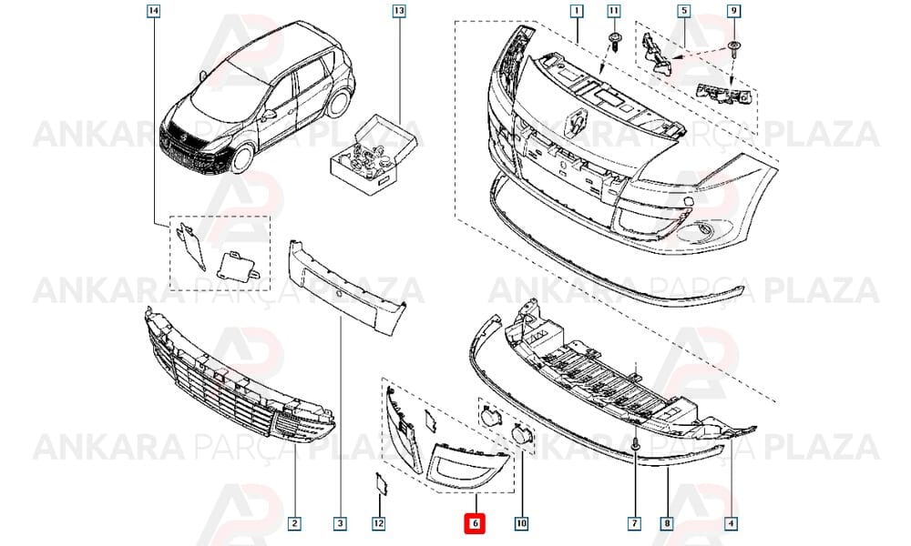 Megane Scenic 3 Sis Farı Çerçevesi Ön Sağ Meydan