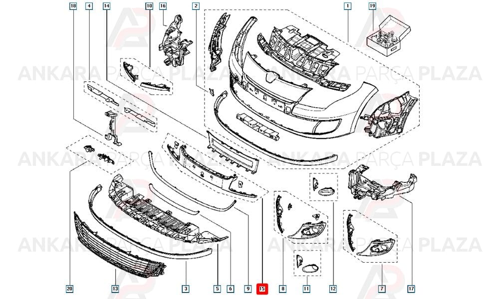 Megane 3 Hb 12 - 13 Ön Tampon Plakalık Plastiği 620729464R