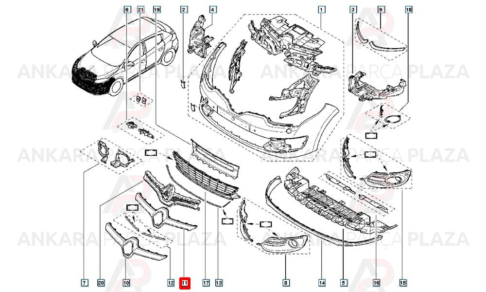 Renault Megane 3 Hb 14 - 15 Ön Panjur Dış Siyah 620783923R
